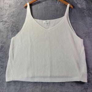 Haven Well Within White Knit Womens Linen Organic Cotton XXL Tank Blouse Summer
